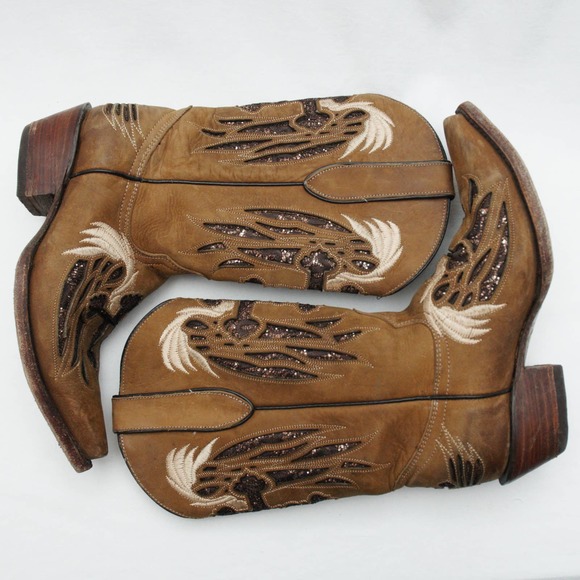 Rockin Leather Women's Brown Snip Toe Western Boot 2138 - Picture 5 of 9